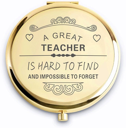 QUSTGO Teacher Appreciation Gifts for Women, Thank You Gifts for Teacher, Personalized Compact Mirror, Goodie Bag & Basket Stuffers for Valentines Day