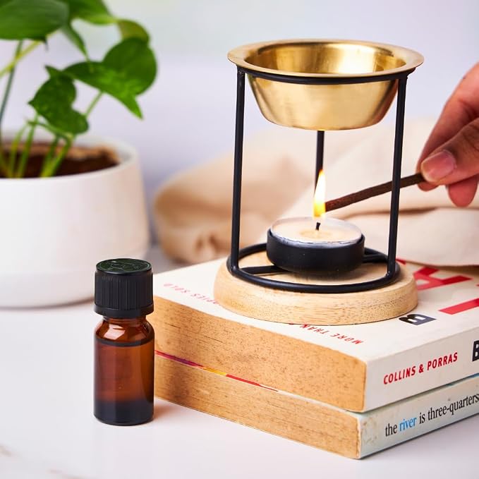 Aromafume Exotic Essential Oil Burner | Oil Diffuser with Candle | Brass Burner with 10ml Essential Oil