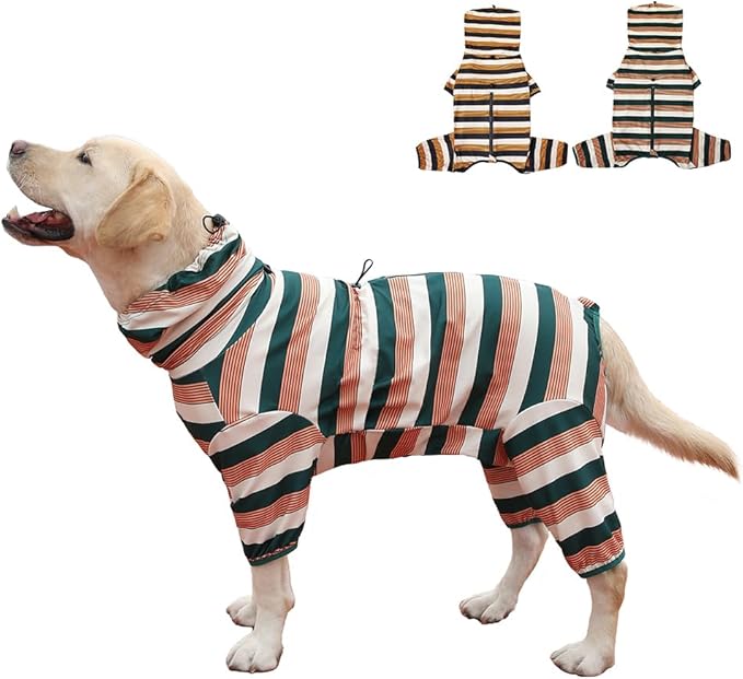 Dog Jumpsuit, Extra Large Stretch, 6XL, Yellow-Green Bar, for Medium-Sized, Adult Dogs, Surgical Recovery Dog Clothing, Polyester | Suitable for Adult, Medium-Sized Dogs, Large Pet Jumpsuit Four-Legged Dog Clothes, Pet Clothing.