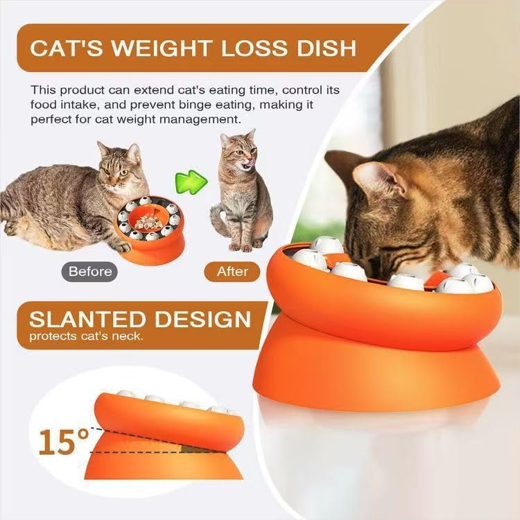 Cat Puzzle Feeder, Puzzles Cats Slow Feeder Treat Dispenser for Indoor Cats, Mental Stimulation Slow Feeder Cat Bowl, Reduce Boredom and Anxiety