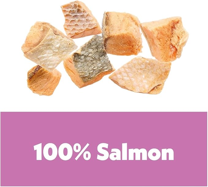Wiggles and Wags Freeze Dried Salmon Dog Treats, 4 oz, with DN Essentials Bone Shaped Waste Bag Dispenser & Free Roll!
