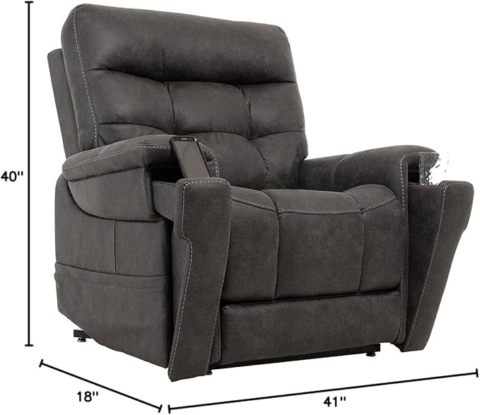 VivaLift! Radiance Power Recliner Lift Chair by PrideMobility, with 3 Heat Pads Heat System (Canyon Steel, Petite Wide with Inside Delivery & Setup)