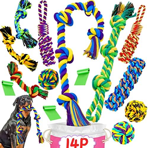 SHARLOVY Dog Rope Toy for Medium Dogs, 14 Pack Heavy Duty Dog Chew Toys