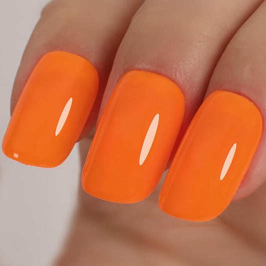 Orange Neon Gel Polish,15ml UV/LED Soak Off Bright Orange Gel Nail Polish Kit for Manicure Salon or DIY Nail Art at Home,Summer Holiday Color Gel - GP0085