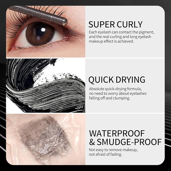 Iron Wand Mascara, 2026 New Length Curl Waterproof Quick-Drying Mascara, Waterproof Sweatproof Lengthening Curling Long Lasting Smudge Proof Tubing Mascara for Natural Lengthening (Black 2Pcs)