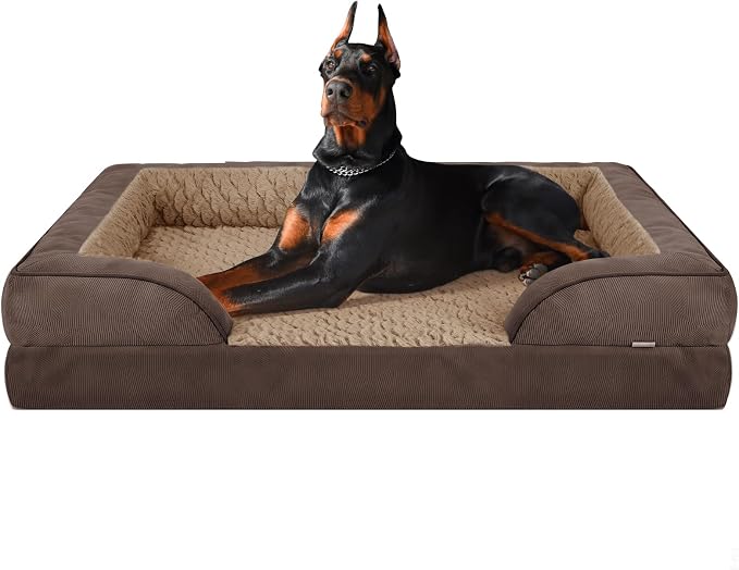 XXL Plus Orthopedic Dog Beds Large Sized, XL Washable Dog Sofa with Egg-Crate Foam, Waterproof Lining and Non-Skid Bottom