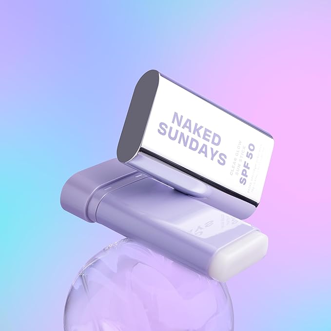 Naked Sundays SPF 50 Clear Glow Sun Stick – Invisible, Unscented Face & Body Sunscreen for All Skin Types | Broad Spectrum, Quick & Easy Application, Travel-Friendly, 19g
