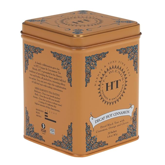 Harney & Sons Decaf Hot Cinnamon Tea, Tea Sachets | 20 Sachets | 1.4 oz | Pack of 2