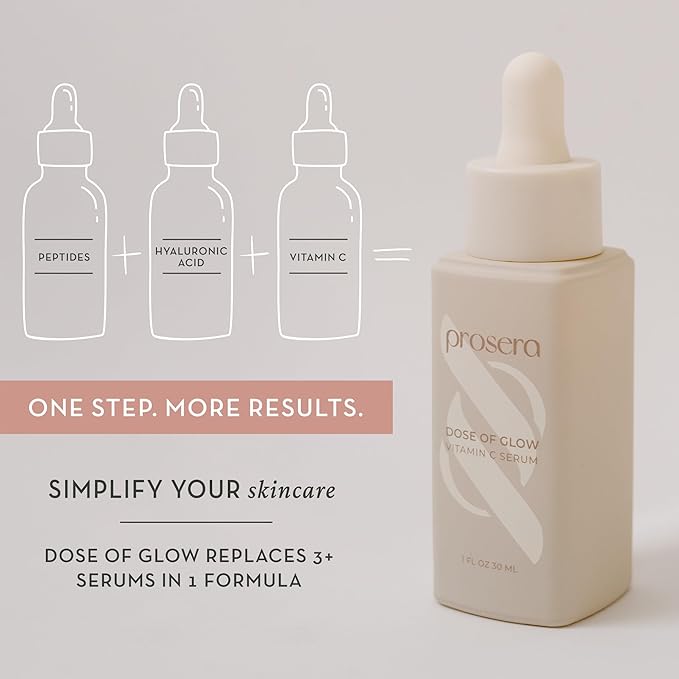 Dose of Glow Vitamin C Serum- Hydrating and Brightening Serum with Peptides, Hyaluronic Acid, Niacinamide and CoQ10. Firms Skin and Reduces Dark Spots and Fine Lines 1 oz (Limited Edition Glow Set)