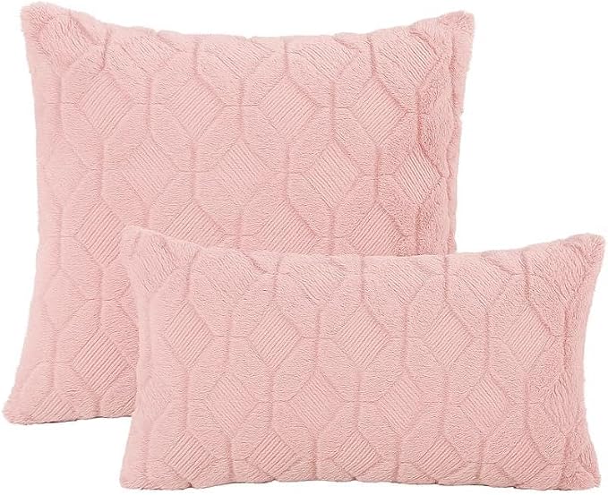 Pack of 2 Bundle Throw Pillow Wide Variety of Colors Size 18"x18", 12"x20" Options with Inserts (Pink)