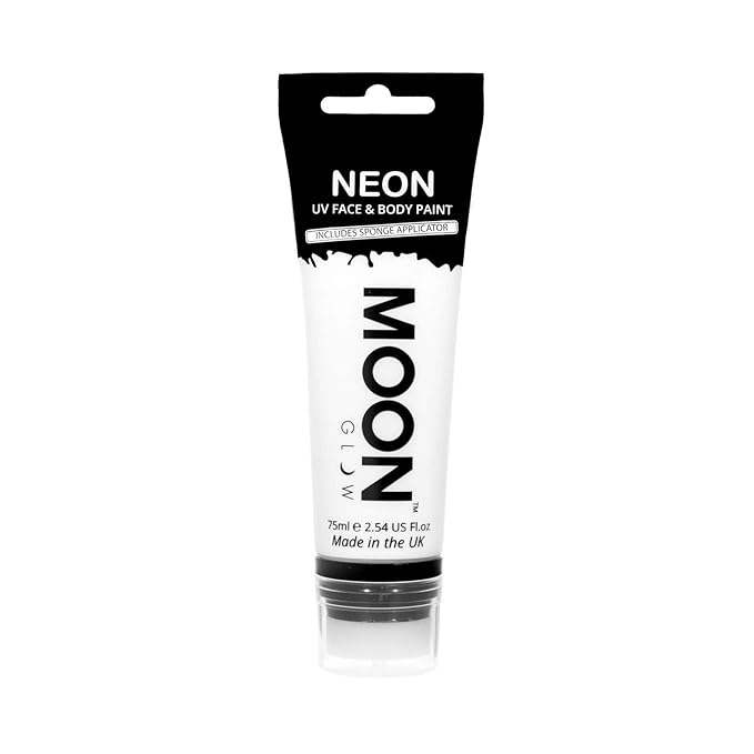 Moon Glow Supersize 2.54oz Blacklight Neon UV Face & Body Paint - White - with Sponge applicator