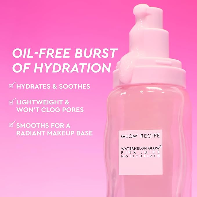 Glow Recipe Pink Juice Water Gel Moisturizer, Korean Gel Moisturizer for Glass Skin, Oil-Free Hydrating Hyaluronic Acid Face Moisturizer for Oily Skin, Non-Comedogenic, Long-Lasting (50ml)
