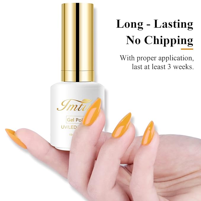 Imtiti Gel Nail Polish, 1 Pcs 0.5 Fl Oz Orange Yellow Gel Polish Soak Off LED U V Nail Gel Polish Neutral Gel Nail Polish DIY Nail Art Starter Manicure Salon Gel Nail Kit for Women Girls