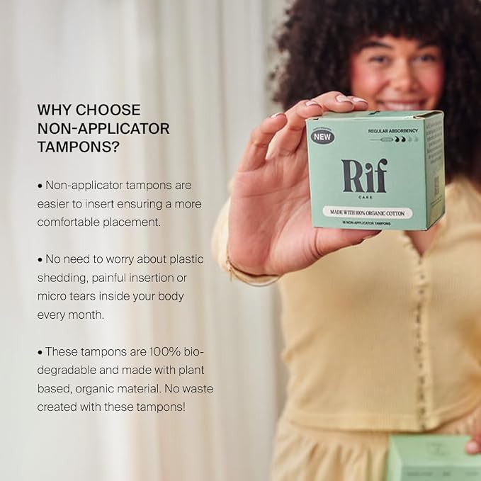 Organic Cotton Non Applicator Tampons, FSA HSA Eligible, Regular Absorbency 18 Count