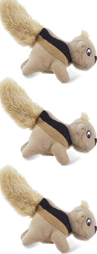 Outward Hound Squeakin' Squirrels Plush Squeaky Dog Toys, 3-Pack, 7"