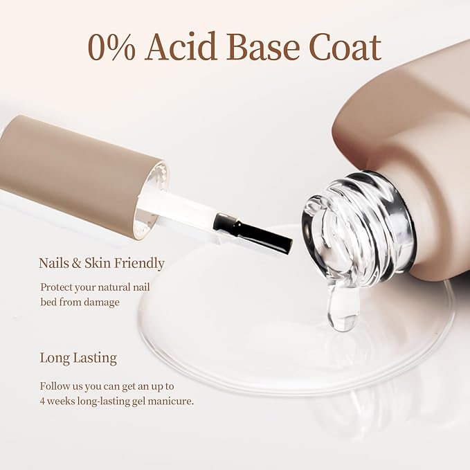 MAYCHAO 2 Pcs 15ml Gel Top and Base Coat Set, Clear Base and No Wipe Shiny Top Coat Gel Nail Polish UV LED Nail Lamp Need Long Lasting Nail Lacquer Art Design Manicure for Women