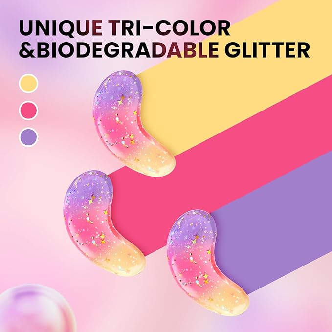 Under Eye Patches (36 Pairs) - New Tri-color Glitter Eye Gel Pads for Dark Circles Puffy Eyes,Under eye Bags,Wrinkles|Natural Collagen Under Eye Mask Patches, Gel Under Eye Patches