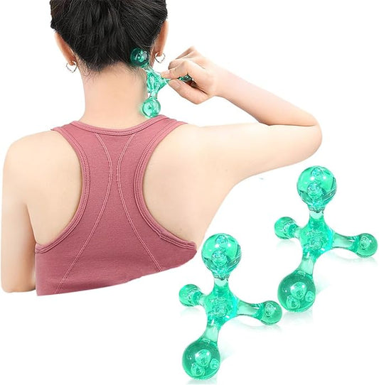Manual Trigger Point Massage Tool, 2 Pcs 4 Knob Massager Deep Tissue Manual Massager Pressure Point Palm Massage Tool Handheld Back Massagers for Muscle Pain Stress Relief (Green)