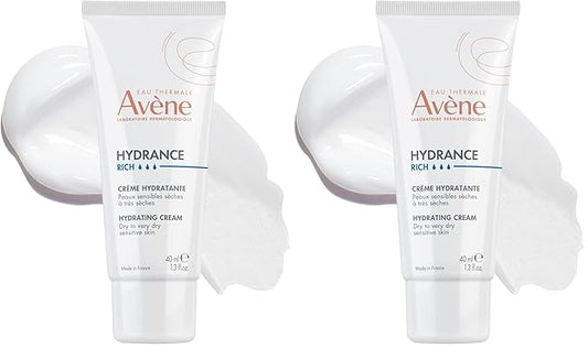 Avène Hydrance RICH Hydrating Cream,Daily Face Moisturizer,Soothes feelings of skin tightness & discomfort associated with dryness,Dry skin moisturizer,Non-Comedogenic,1.3 Oz,(Pack of 2)