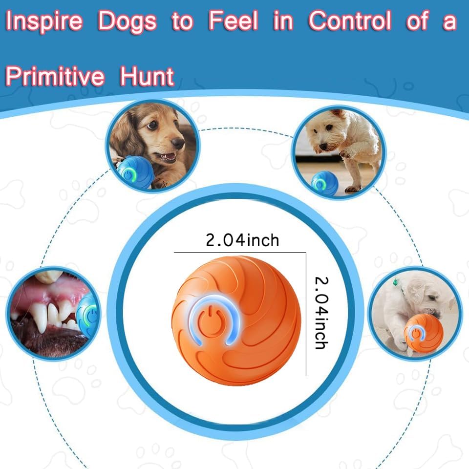 2PCS Smart Jumping Ball for Dogs,Duraspin Dog Bouncing Ball,Automatic Rolling,Interactive Bouncing Toys for Small Dogs,Puppy Toys,Dog (Orange+Blue)