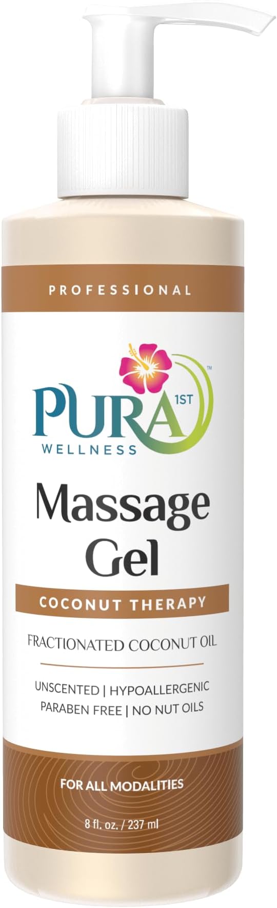 Coconut Therapy 8 Fl oz Massage Gel, Coconut Oil, Professional, Massage Therapy, Deep Tissue, Unscented, Natural Ingredients, Skin Hydrating, Moisturizing, Muscle Relief, for Bruising