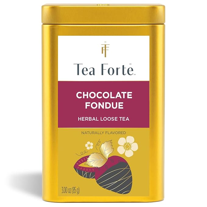 Tea Forte Chocolate Fondue Premium Loose Leaf Caffeinated Herbal Tea Blend Canister, Makes 35-50 Cups