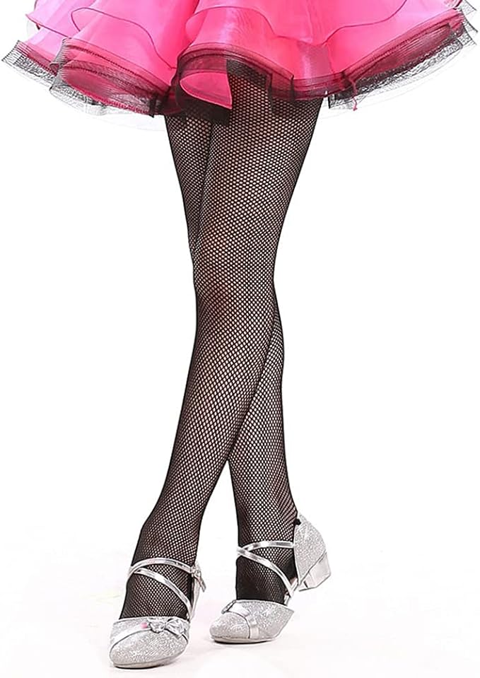 Girls Fishnet Stockings for Princess Dress High Waist Mesh Tights Cute Pattern Knit Socks