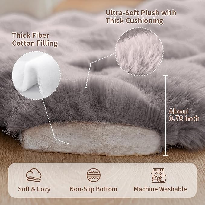 SOMAHE Plush Dog Bed Mat, Machine Washable, Large 35x27 Dark Grey | Machine Washable + Non-Slip Paw Bottom: plush dog mat stays fluffy and helps reduce sliding on indoor floors.