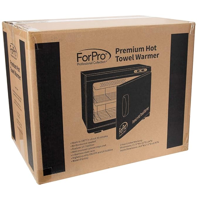 ForPro Professional Collection Premium Hot Towel Warmer, 23L Extra Large Capacity, Two Stainless Steel Racks, Black