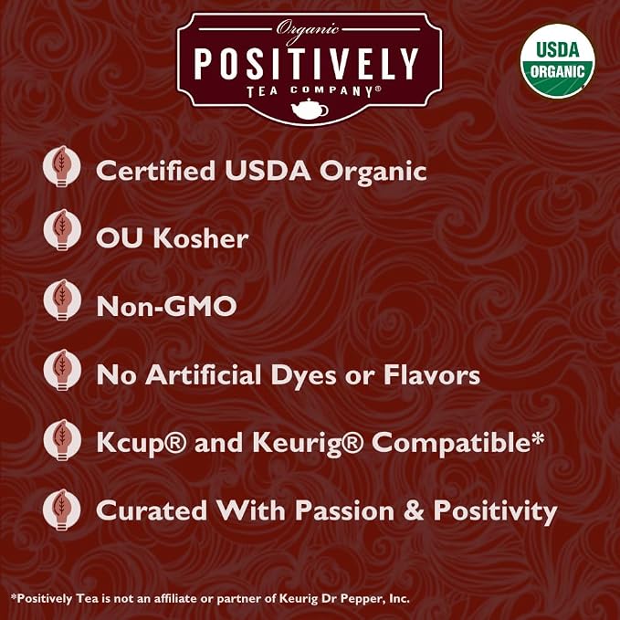 Organic Positively Tea Company, Blood Orange Vanilla Rooibos Tea, K-Cup Compatible, 24 Pods