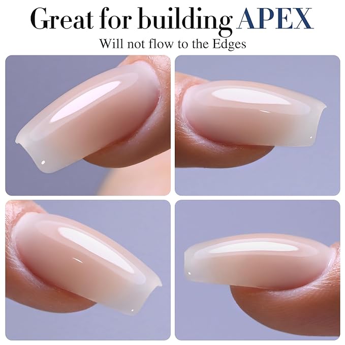 Double Rhythm Clear Gel Nail Polish 15ml Nail Strengthener Builder in a Bottle Nail Extension Hard Gel Soak Off Long Lasting UV Gel (Baby Nude 8 in 1-9)