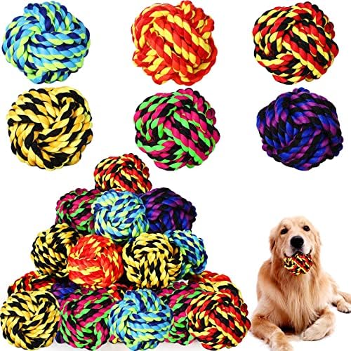 18 Pcs Dog Rope Ball Dog Rope Toy for Aggressive Chewer Toy for Small Medium Puppy Ball for Puppies Pack for Teething Chew Biting Training 2.17 Inches