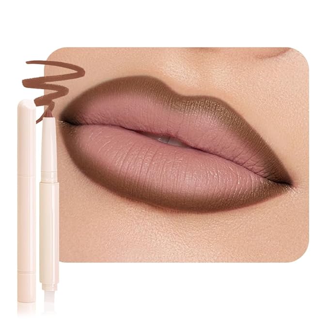 Plump Matte Crayon Lip Liner Pencil, Maroon Lipstick Lip Liners for Women, 24 Hour Long-Lasting Lip Gloss Makeup, With Silicone Smudger for Define Contours & Sculpting Lip, 05