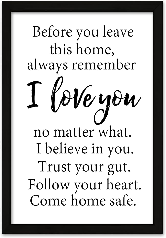RLWangChao Before You Leave This Home Wall Decor Art 16"X11" Black | I Love You Sign, Inspirational Quotes, Family Entryway, Wood Framed Wall Hanging