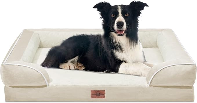 Comfort Expression Waterproof Orthopedic Dog Beds for Large Sized Dog | Supportive Egg Crate Foam Large Pet Bed with Removable Bolster, Dog Couch with Washable Cover & Non-Slip Bottom, 36x27 Inch