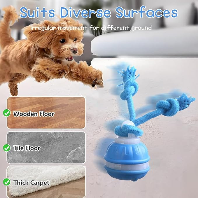 Interactive Dogs Toy with Motion Activated - 3 Play Modes Smart Moving Ball for Small Medium Doggy, USB Rechargeable Squeaky Rolling Accessory with Auto-Wake & Mute Option for Indoors Outdoors