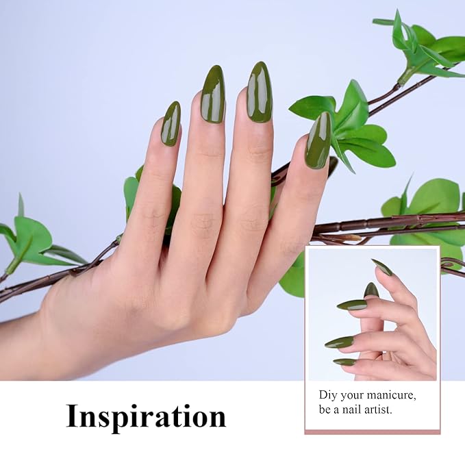 Imtiti Gel Nail Polish, 1 Pcs 0.5 Fl Oz Olive Green Color Gel Polish Soak Off LED U V Nail Gel Polish Nail Polish DIY Nail Art Starter Manicure Salon Gel Nail Kit for Women Girls