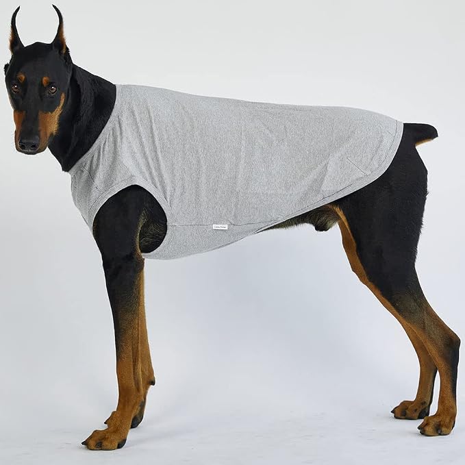 Dog Sleeveless Tank Top Cotton Shirts for Dogs Plain Sleeveless T-Shirts Soft Breathable Cool Dog Shirt pet Clothes (4X-Large, Gray)