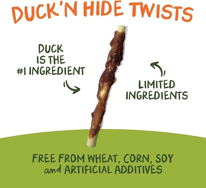 Pet 'n Shape Duck 'n Hide Twists: All-Natural Duck Wrapped Rawhide Dog Chews, High-Protein, No Wheat, Corn, or Soy, Long-Lasting Treat | Premium duck breast, 5-inch, Limited ingredients, Wheat and soy free, Ideal for training, For all life stages, High...