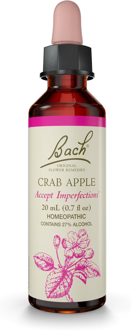Bach Original Flower Remedies, Crab Apple - Accept Imperfections - Natural Homeopathic Flower Essence for Emotional Balance - Vegan, Gluten Free, Sugar Free - 20mL Dropper