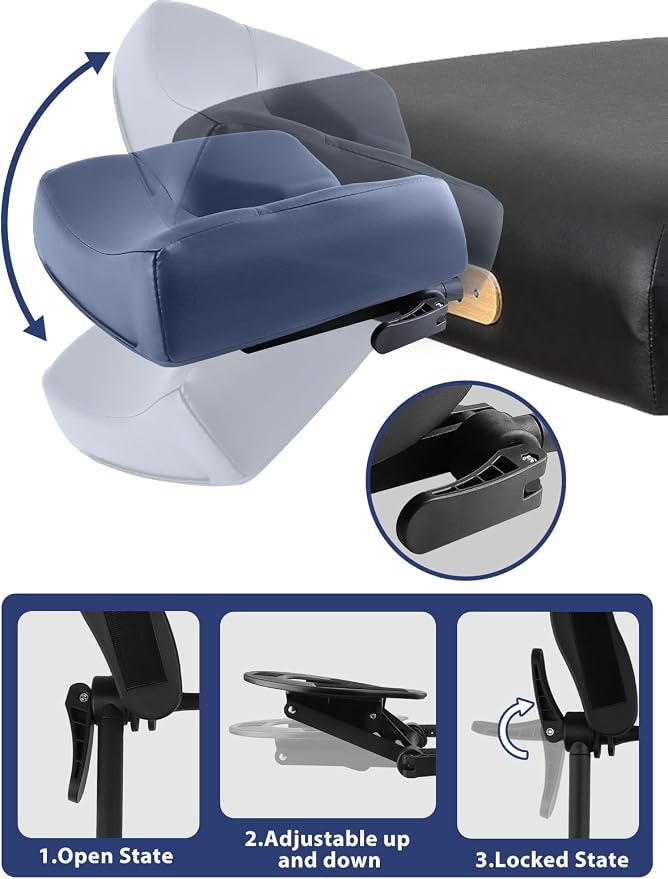 TOROKOM Adjustable Headrest Massage Kit, Face Pillow Cradle & Support Bracket, Hanging Arm Rest, Square Face Pillow for Sleeping Mattress Top(Blue)