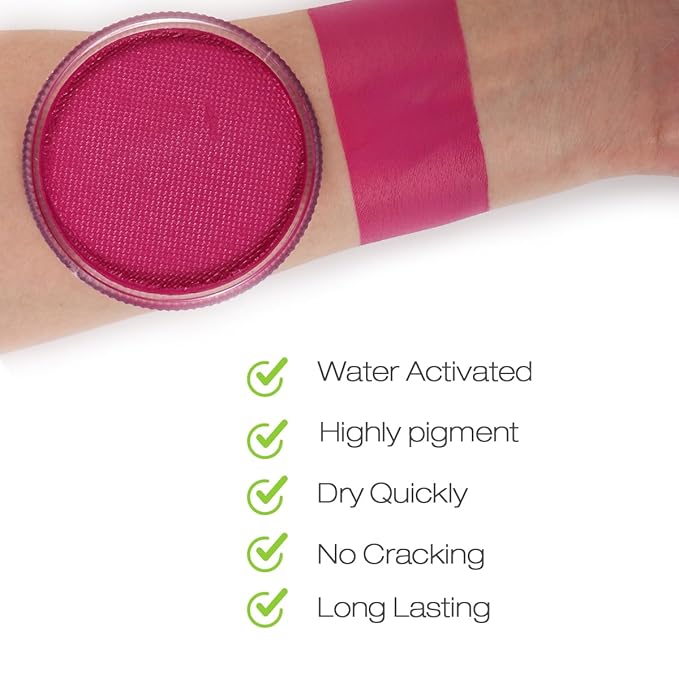 Bowitzki 30g Professional Face Paint Body Paint Water Based Face painting Makeup Safe for Kids and Adults Split Cake Single Color (Magenta)