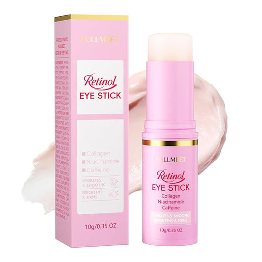 Retinol & Caffeine Eye Balm Stick, Smoothing Under Eye Balm for Dark Circles, Puffiness, Fine Lines and Eye Bags, Gentle Under Eye Cream with Collagen, Niacinamide & Peptides, 0.35oz/10g