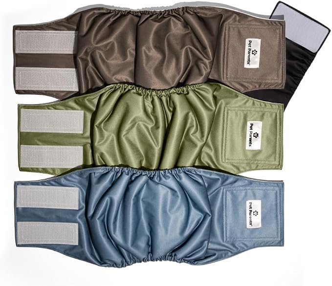 Pet Parents® Washable Belly Bands for Male Dogs (3pack) + Extendrs® of Durable Dog Diapers Male, Premium Male Dog Diapers & Dog Wraps (Large, Koda)