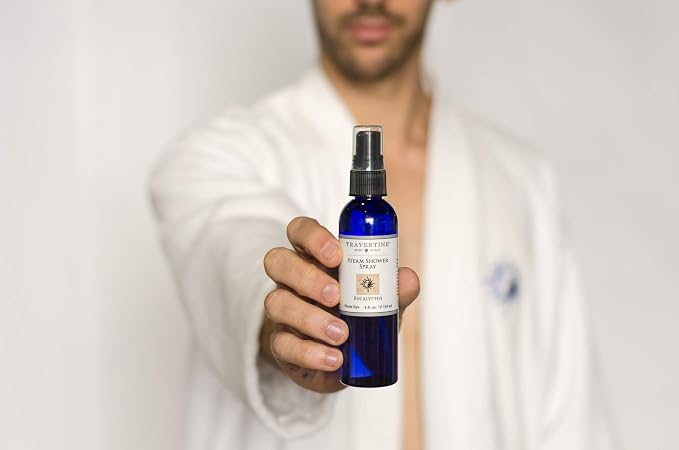 Travertine Spa Steam Shower Spray, Eucalyptus & Cedar, 4oz.