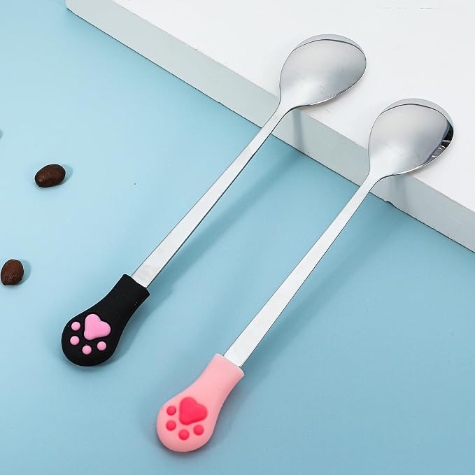 6PCS Stainless Steel Pet Can Spoon Set, Feeder Spoons for Cat Wet Food, Kitten Treats, Multi-Function Cat Treat Dispenser, Cats Food Holder, Pet Feeder, Dogs Cats Supplies for Feeding Can (colorful)