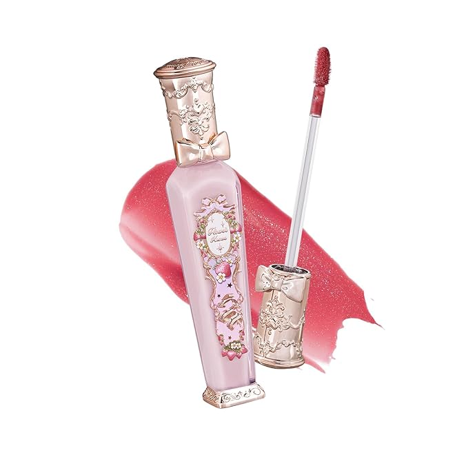 Flower Knows Violet Strawberry Rococo Glowy Lip Gloss,Moisturizing Shimmery Hot Pink Lip Plumper Oil,Hydrating Lip Tint for Girls&Women,Vegan & Cruelty-Free,0.12 Fl Oz(G02 Rasberry Booze)