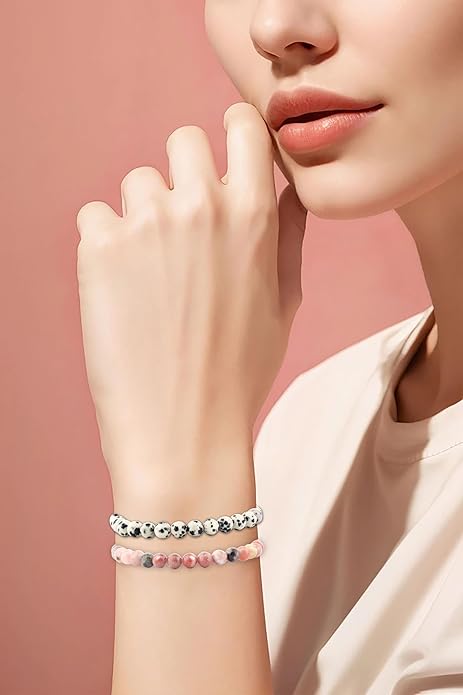 NCB 2.3-Piece 4mm Natural Crystal Gemstone Stretch Bracelets – Handmade Reiki Energy Healing Jewelry for Meditation,Yoga, Unisex