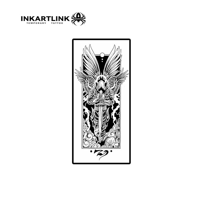 INKARTLINK Semi Permanent Temporary Tattoos, Realistic Tattoos, Tattoos for Cool Boys, Waterproof and Non-reflective, Exquisite Packaging, Unique Design (Angel Comes)