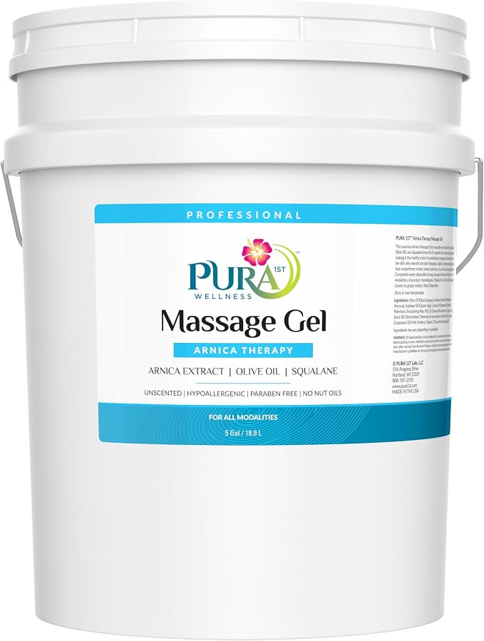 Arnica Therapy 5 Gallon Massage Gel, Arnica Extract, Professional, Massage Therapy, Deep Tissue, Unscented, Hypoallergenic, Natural Ingredients, Skin Hydrating, Moisturizing, Muscle Relief